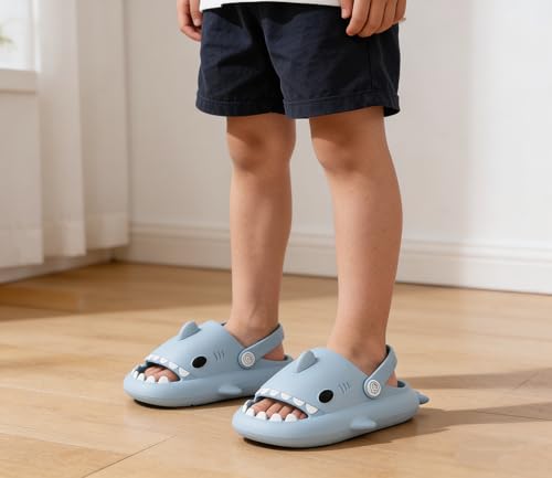 Image of KVbabby Kids Shark Slides Boys Girls Cloud Sandals | Cloud Sandals,Open Toe,Beach Pool Water Shoes,Slip-on,Lightweight,Non-Slip,Soft,Flexible,EVA Slippers