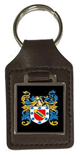 Porte-clé en cuir avec blason marron Elliott Heraldry pour clés maison et voiture