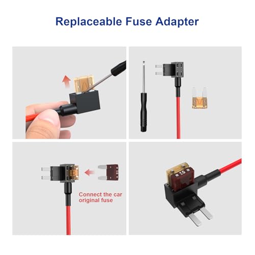 Kit de cableado para cámara de coche USB-C de 12V-30V a 5V con pantalla LED de voltaje 7