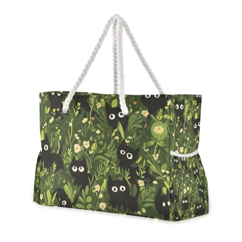 Sac à bandoulière chat noir résistant au sable pour vos sorties de week-end