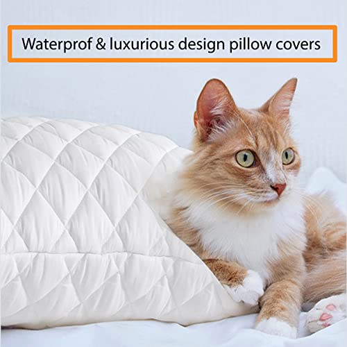 SM Decor 4 Pack Quilted Waterproof Pillow Protectors, White Bed Pillows Cover Quilted Pillowcase - Image 3