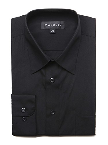 Marquis Men's Black Regular Fit Big & Tall Size Dress Shirt N 24, S 36-37