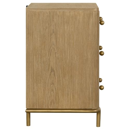 Coaster Home Furnishings - Arini - Wood - 3-Drawer Nightstand with Dual USB Ports, Felt-Lined Top Drawer, Aged Brass Round Knobs and Metal Base - Bedroom - Sand Wash - 224302 - Image 11