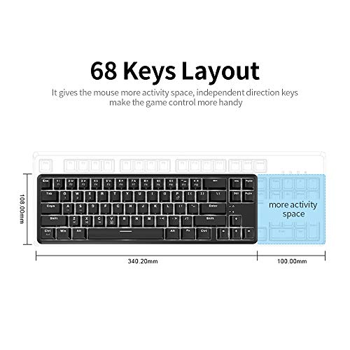 Teclado mecânico de modo duplo K680T com fio e BT Teclado mecânico de 68 teclas branco compacto com