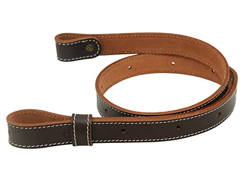 Leather Rifle Sling 1 inch Wide Vintage Black Stitched Adjustable Length Strong Durable Gun