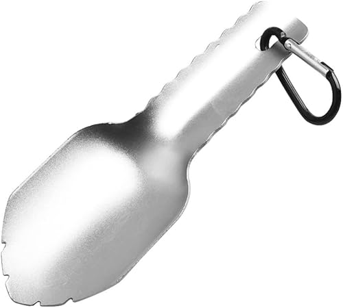 Miniatura 1 de Pala de paleta de mochilero con bolsa de almacenamiento, Pala dentada de mano de jardín, Pala de aluminio ultraligero para acampar al aire libre,