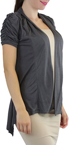 Image of ToBeInStyle Womens Open Front Casual Shrug Lightweight Layering Cardigan Sleeveless or Short Sleeve