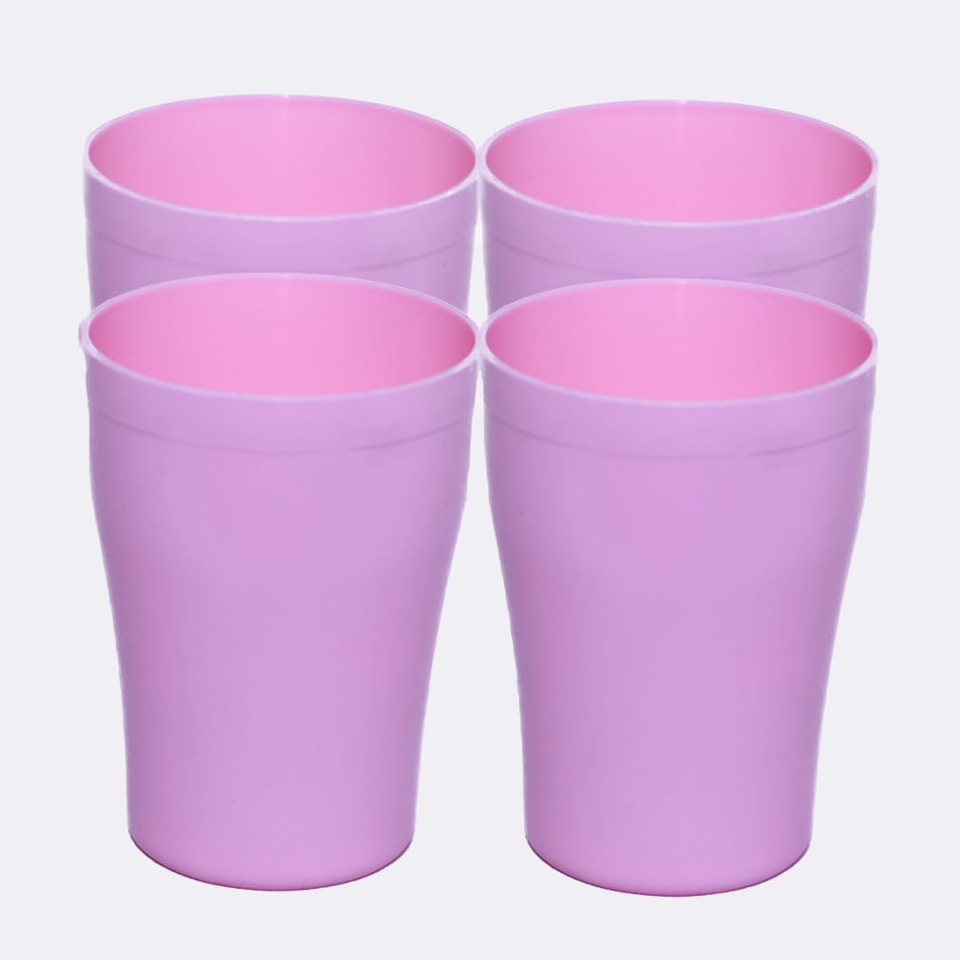 ECO 4 Pack Hard 420ml Plastic Cups Reusable, Pink, Large 420ml
