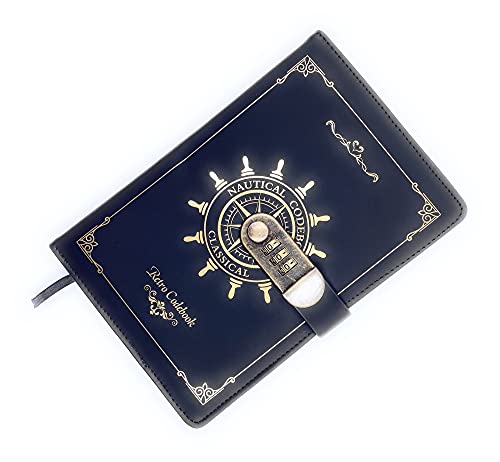Image of 24x7 eMall Novelty Diary Notebook with Number Combination Lock & PU Leather Cover Secret Lock Diary (22x15 cm, 230 Pages) (Black Gold)