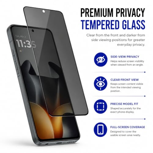 Image of FIRST MART Privacy Tempered Glass for Motorola Edge 70 Max | Anti-Spy Screen Protector, Edge-to-Edge 9H Scratch Protection, Case-Friendly, Bubble-Free | Pack of 1
