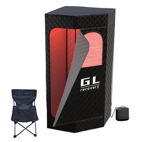 recoveryGL Portable Sauna for Home,Pentagon Infrared Saunas Box for Home with 3L Black Steamer