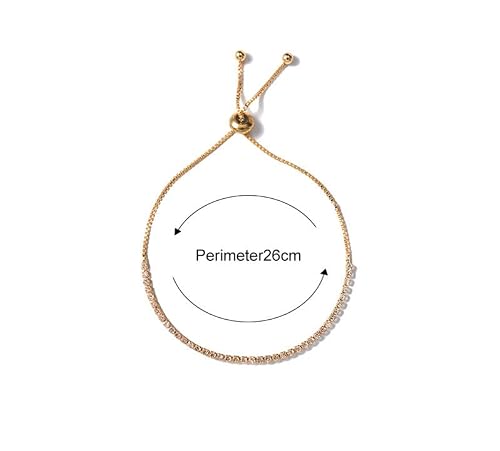 Rhinestone Tennis Bracelet Dainty Gold Bracelets For Women Slide Bracelet Adjustable Bangle Bracelets For Women Girls #TOP4