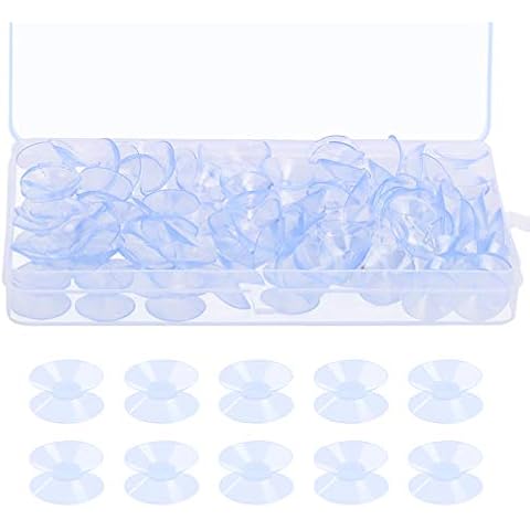 BIGKASI 80 Pcs Double Side Suction Cup 20mm Plastic Sucker Pads PVC Suction Cups Without Hooks for Glass Table Top Plastic Clear Window Hanger Cover