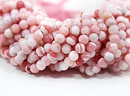 Perles opale rose rondes lisses 5-6mm fil de 33cm naturel pour création bijoux