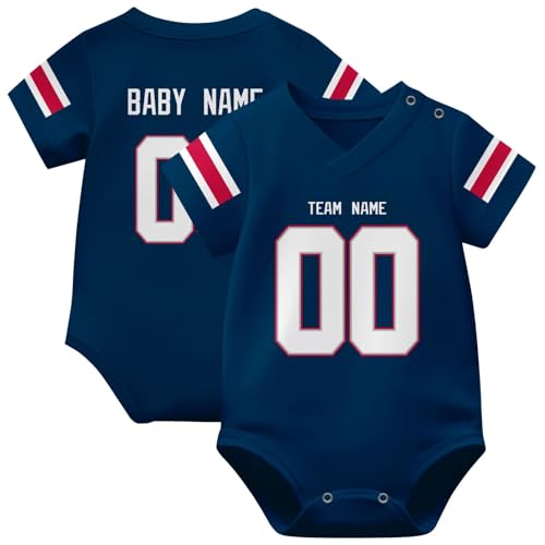 Image of KREDE Baby Clothes Unisex Bodysuit Jersey Style Custom Name Number for Baby Boys
