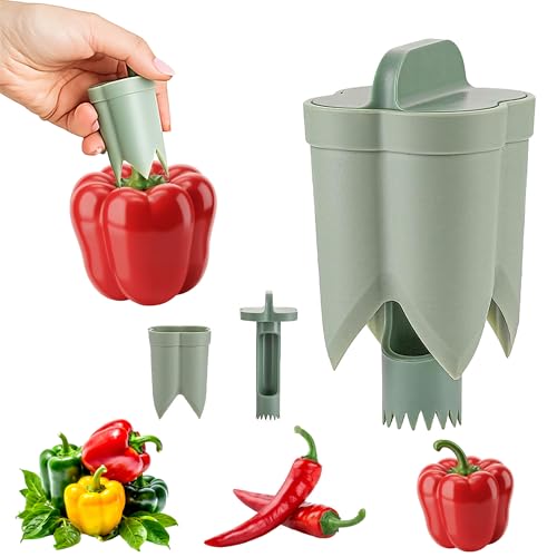 2-in-1 Pepper Corer & Seed Remover – Easy Deseeder for Bell Peppers, Sweet Peppers & Jalapeños – Kitchen Tool for Fast Prep