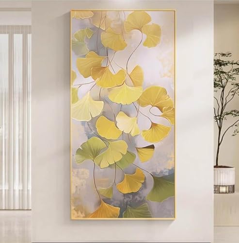 Peinture à l'huile ginkgo toile texturée pour habiller un mur vide