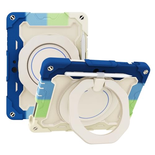 Coque Surface Go 3 en silicone armure avec béquille rotative JZ et bandoulière - Bleu