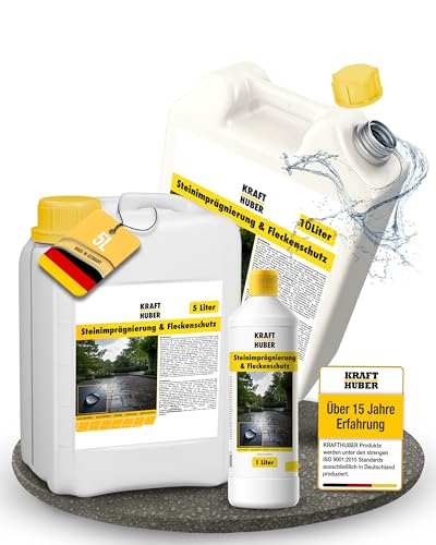 KRAFTHUBER® Steinimprägnierung Außen [1L = ca. 12m²] – Stein Imprägnierung für Pflaster, Beton & Naturstein – Farbneutral & Wasserabweisend