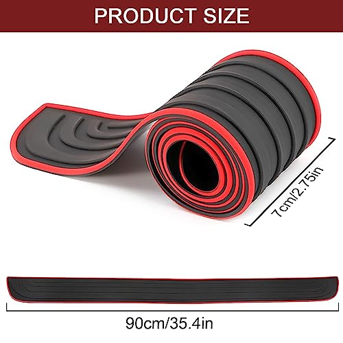 Esteopt Car Rear Bumper Protector, Universal Guard Protector for Car, Anti-scratch Rubber Cover, strip Pickup Truck SUV(36'' *2.7''), Black with Red