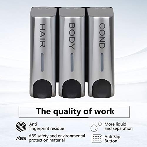 3 Soap Dispenser for Shower Gel Shampoo Conditioner Wall Mount Silver