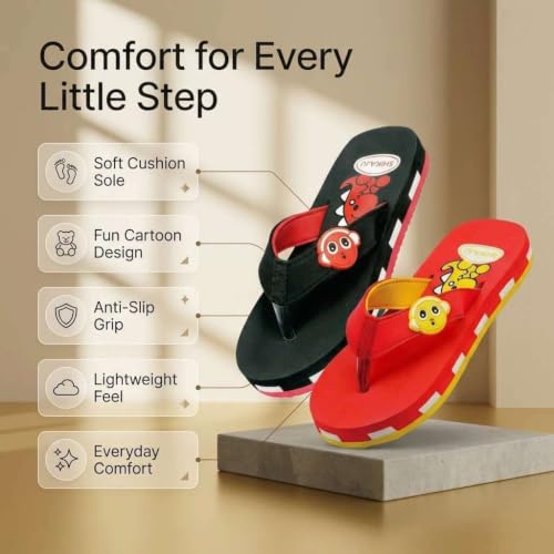 Image of Kids' Flip Flop Slippers, soft and Lightweight sole, Super Flexible, Comfortable & Arch Support, Durable Indoor and Outdoor Slippers