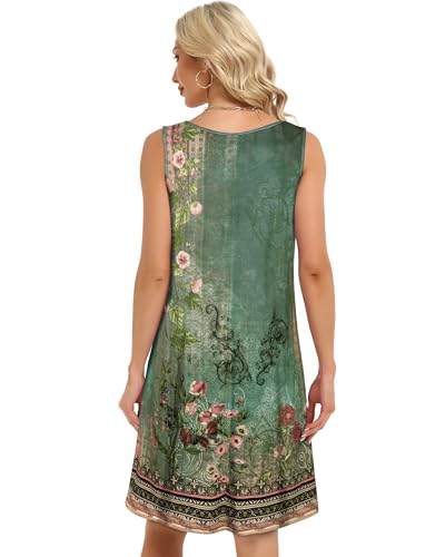 Image of elescat Womens Summer Dresses Casual V Neck Sleeveless Pockets Beach Loose Tank Sundress 2026