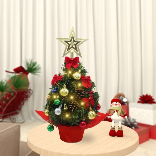 Tacwily 22" Tabletop Mini Christmas Tree Set, Small Christmas Tree With Led Lights And 37 Pcs Diy Christmas Ornaments, Xmas Decorations For Home Indoor Table Desk - Green #TOP1