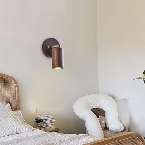 Lámpara de lectura LED para cama de madera rústica regulable 4