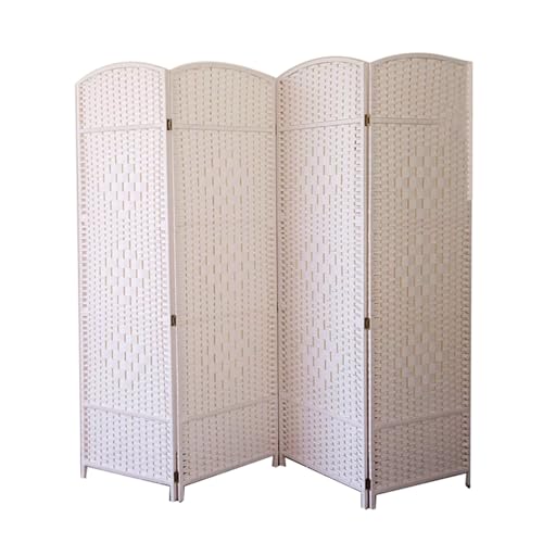 ショート折りたたみパーティションスクリーン、自立型ロースクリーン、手編み、リビングルーム、ダイニングルーム、寝室で使用可能(Color-3,120x40cm-4 piece)