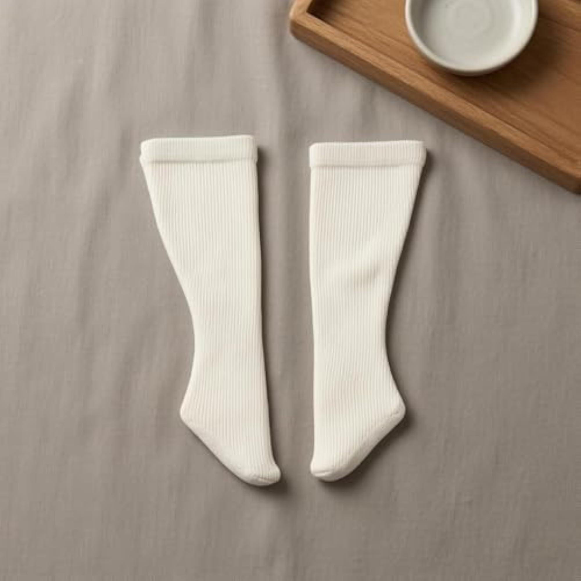 Plain White Knitted Doll Socks for Miniature Clothing