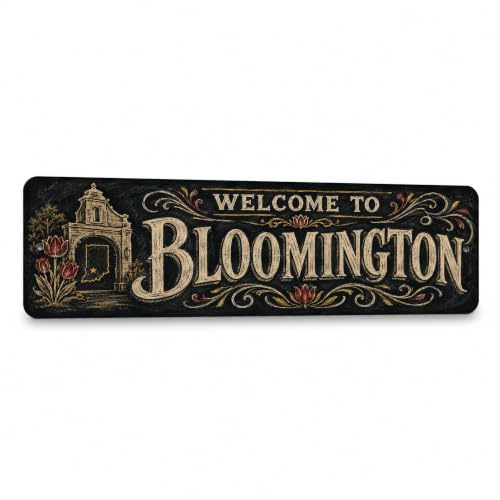 Vintage "Welcome to Bloomington" Chalkboard Metal Sign
