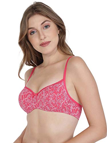 Image of Jockey 1723 Women Wirefree Padded Super Combed Cotton Elastane Stretch Medium Coverage T-Shirt Bra with Lace Styling