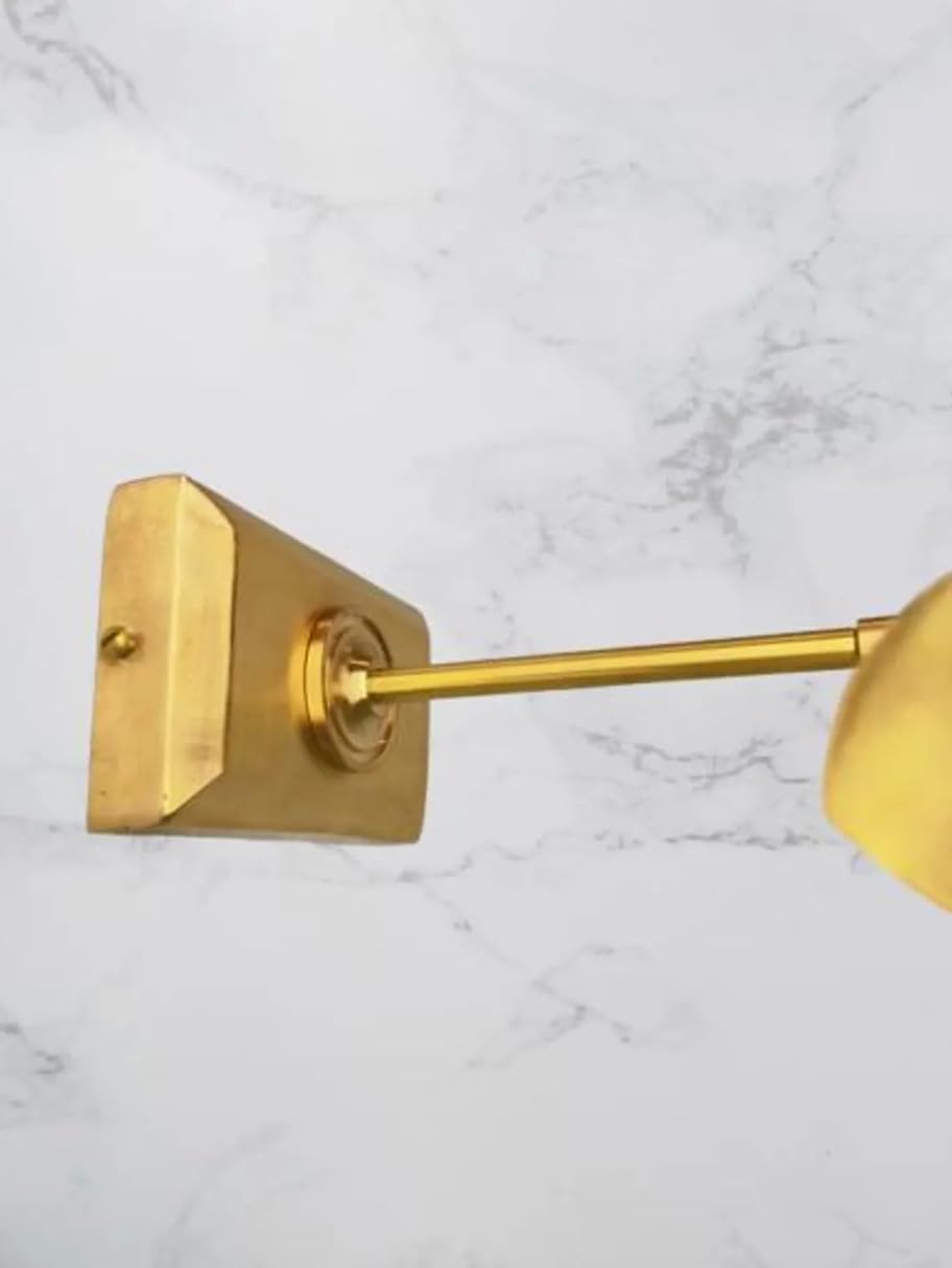 Gold Brass Vintage Cabinet Maker's Picture Light for Wall, Adjustable Dimmable Gold Art Lights Rotatable 360° Sconce for Pictures Frame, Painting Wall Lights, Bathroom Wall Sconce (16 Inches)
