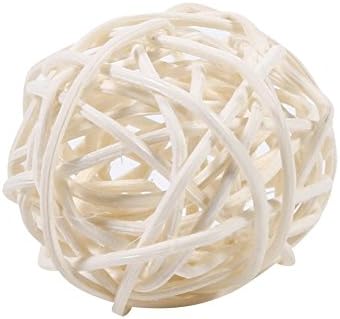 20 Pcs Wicker Rattan Balls, Party Decorative Crafts, Vase Fillers, Rabbits, Parrot, Bird Toys, Table Wedding Party Christmas Decoration(White)