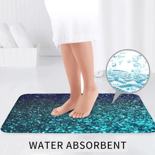Tapis de salle de bain à paillettes bleu sarcelle haut de gamme