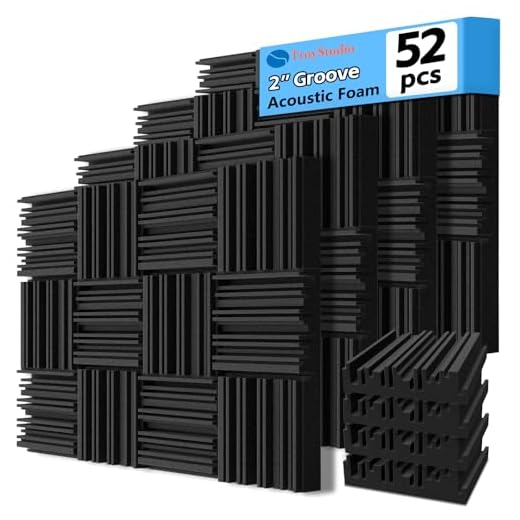 TroyStudio Thick Acoustic Foam Panels, 12 X 12 X 2 Inch 52 Pcs Broadband Sound Absorbing Foam, Dense Soundproof Padding Tile, Recording Studio Foam Absorber, Groove Decorative 3D Wall Ceiling Panel
