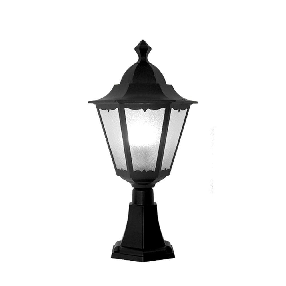 Laterne auf Fuß für den Außenbereich, wasserdicht, 62 cm, rostfrei, für Terrasse, Patio, Garten, Garage, Clubhaus, Pool, hohe Helligkeit, Sockel E27 Edison/Schwarz