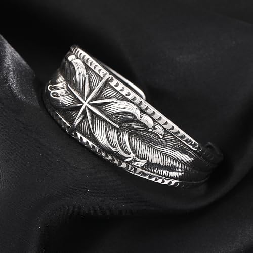 North Star Nautical Bracelet, Viking Compass Cuff Bracelet for Men, Stainless Steel Vintage Pirate Sailor Amulet Jewelry Gift2