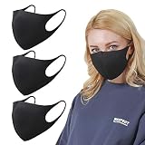 SPAKER 3 PACK Black Fashion Face Cover 、 黒ファッションフェース·カバー,ユニセックス、洗濯可能、再使用可能