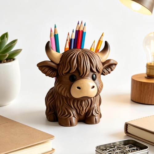 Pot à crayons en résine robuste et stable forme de vache