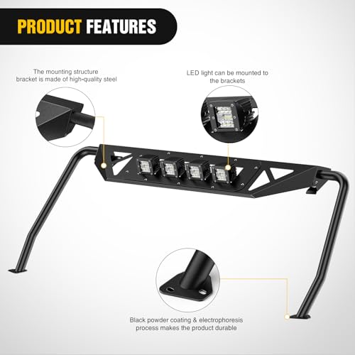 Image of Nilight Windshield Frame Cover for 2021-2026 Ford Bronco 2 /4 Door | with light for 2021 2022 2023 2024 2025 2026 Accessories Roof Sun Visor Cowl Body Armor with 4 x LED Lights Black