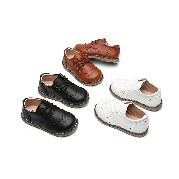 DADAWEN Boy's Girl's Classic Lace-Up School Uniform Oxford Comfort Dress Shoes Loafer Flats (Toddler/Little Kid), White, 9 Toddler - Image 9