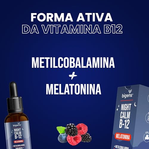 Night Calm B12: Melatonina e Vitamina B12 em gotas, sublingual, com Sabor Frutas Vermelhas, Unidade