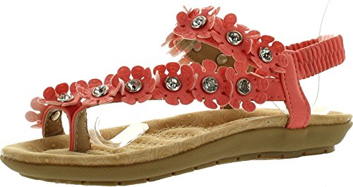 Link Calista68 Kids Petal Rhinestone Flower Ankle Strap Slingback Thong Sandals