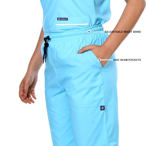 Image of Women's 5-Pocket Scrub Suit | Set of Top & Pant | Half Sleeves | Mandarin Collar | Breathable Polyviscose Fabric | Comfortable | Durable | Uniform for Doctors Nurse & Dentist LB XL