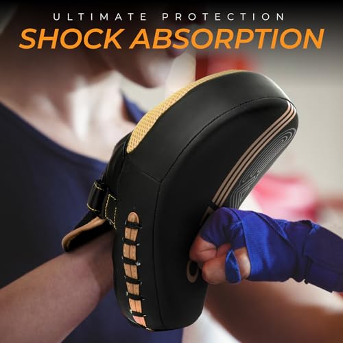 image for EVO Fitness Curved Matte Black Boxing Pads Men Focus Mitts Punching Wo