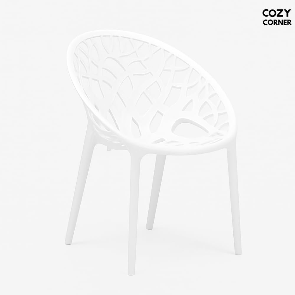 Cozy Corner Neelkamal Crystal PP Chair – Premium Durable Plastic Seating for Indoor & Outdoor Use – Ergonomic, Lightweight, Weather-Resistant, and Easy-to-Clean- Milky White, Set of 2 4