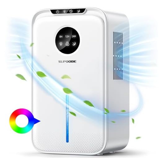 Deshumidificador Eléctrico 2200ml, Silencioso Deshumificadores de Humedad con Apagado Automático y Desagüe Continuo, Temporizador, Modo Sueño, Luz de Colores, Antihumedad y Moho para Baño, Dormitorio