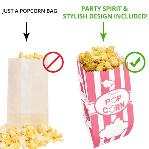 cusinium 1oz pink paper popcorn bags 100-pack - carnival theme - customizable